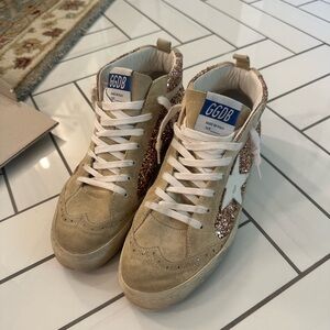 Golden Goose Mid Star Glitter Sneaker Size 40
